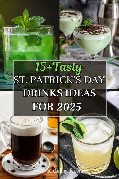 Hosting a crowd? These St. Patrick’s Day punch and big-batch drink recipes are perfect for keeping the party going. #PartyPunch #BigBatchCocktails St Patrick's Day Drinks, Irish Cocktails, Green Cocktails, Drinks For Parties, Easy Drinks To Make, Green Drink Recipes, Unique Cocktail Recipes, St Patricks Day Drinks, Drinks Non Alcoholic