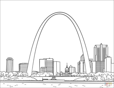 St. Louis Gateway Arch | Super Coloring | Saint louis arch, St louis skyline, Arch New York City Coloring Pages, Stl Arch, City Coloring Pages, Saint Louis Arch, St Louis Skyline, St Louis Arch, Skyline Drawing, Kids Printable Coloring Pages, Football Coloring Pages