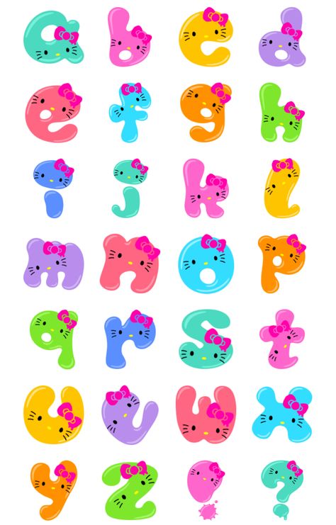 Hello Kitty Alphabet Hello Kitty Letters, Cute Fonts Alphabet, Printable Banner Letters, Hello Kitty Colouring Pages, Cute Alphabet, Alfabet Letters, Kitty Coloring, Hello Kitty Themes, Hello Kitty Coloring