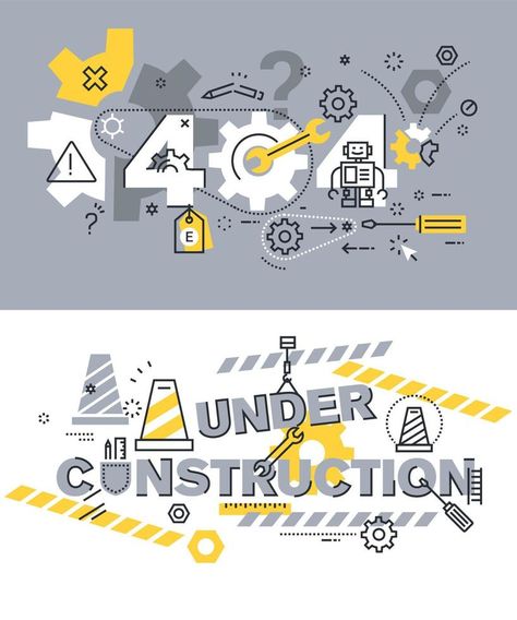 Set of modern vector illustration concepts of words 404 and under construction Lost & Found, Under Construction, Vector Free, Vector Illustration, Clip Art, Lost, Pattern