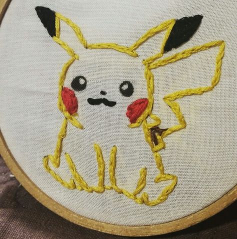 Butterfly Art Drawing, Pikachu Art, Clothes Embroidery Diy, Hand Embroidery Projects, I Choose You, Embroidery On Clothes, Simple Embroidery, Embroidery Inspiration, Embroidery Tutorials