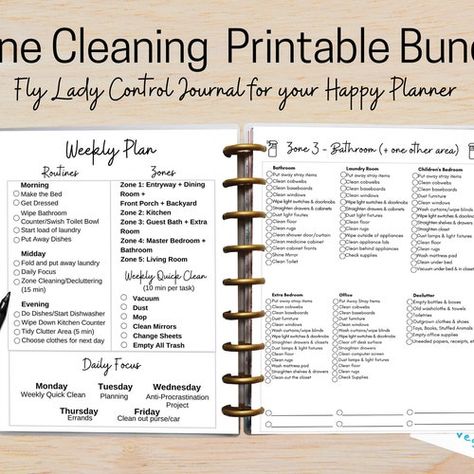 Editable Flylady Control Journal Complete Flylady System at a | Etsy Flylady Control Journal, Fly Lady Cleaning, Control Journal, Simple Cleaning Routine, Fly Lady, Zone Cleaning, Cleaning Printable, Cleaning Planner, Organization Printables