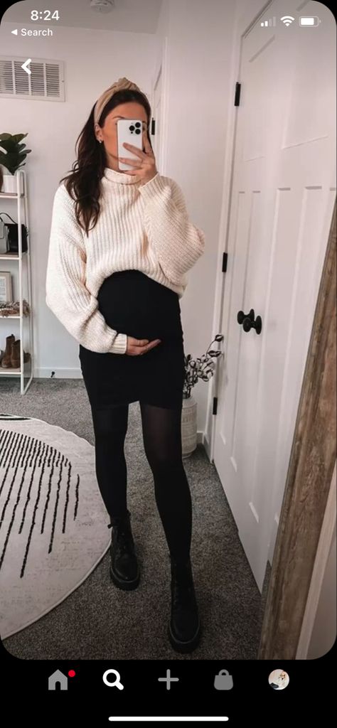 Pregnant Office Outfit Fall, Dress And Sweater Outfit Pregnant, Bump Fashion Fall, Date Night Pregnant Outfit Winter, Dressy Winter Maternity Outfits, Cute Pregnant Winter Outfits, Maternity Workwear Fall, Maternity Style Autumn, 8 Month Pregnant Outfits