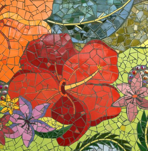 mosaic art gallery | Laurel True: True Mosaics Studio Tropical Mosaic, Contemporary Mosaics, Mosaic Hearts, Mosaic Inspiration, Floral Mosaic, Glass Mosaic Art, Mosaic Flowers, Mosaic Supplies, Mosaic Pieces