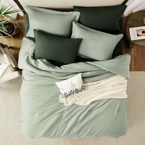 Sage Green Comforter, Minimalist Bedding Sets, Sage Bedding, Green Comforter Sets, Beautiful Bed Designs, Full Size Comforter Sets, King Size Comforter, Full Size Comforter, King Size Comforter Sets