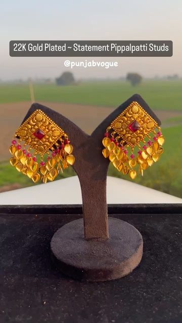 Punjabi Gold Earrings Designs, Punjabi Gold Earrings, Gold Punjabi Jewellery, Punjabi Gold Jewellery Set, Punjabi Jewellery, Punjabi Traditional Jewellery, Small Earrings Gold, Punjabi Style, Unique Gold Jewelry Designs