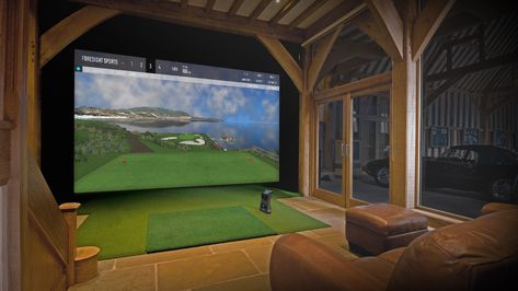 Home Golf Simulator, Indoor Golf Simulator, Golf Simulator Room, Golf Room, Indoor Golf, Golf Mats, Golf Simulator, Golf Simulators, Virtual Environment