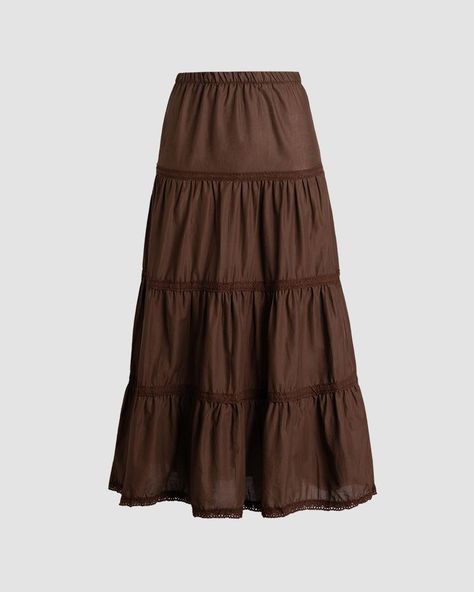 Weatherglass Woods Maxi Skirt | CHACHA - CHACHA Vintage Skirts Long, Maxi Long Skirt, Maxi Skirt Brown, Long Fall Skirts, Long Fall Skirt, Maxi Brown Skirt Outfit, Cute Skirts Long, Brown Skirt Aesthetic, Thrift Essentials