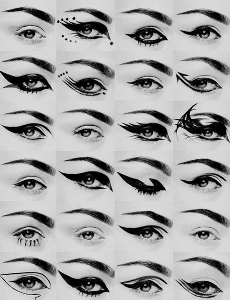 Pretty cool inspirations! Goth Eye Makeup, Eyeliner Techniques, Eyeliner Designs, Drag Make-up, Punk Makeup, Eyeliner Styles, Smink Inspiration, Emo Makeup, Makijaż Smokey Eye