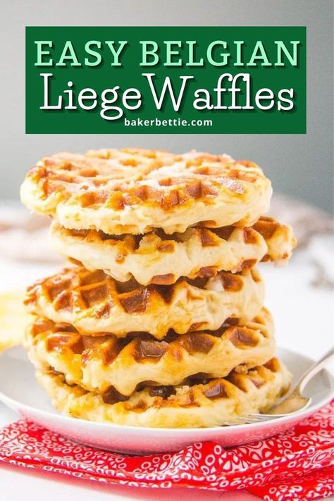 Waffle Dough Recipe, Belgian Liege Waffle Recipe, Sugar Waffles Recipe, Yeast Waffle Recipe, Pearl Sugar Waffles, Belgium Waffle Recipe, Leige Waffles, Liege Waffles Recipe, Sweet Yeast Dough