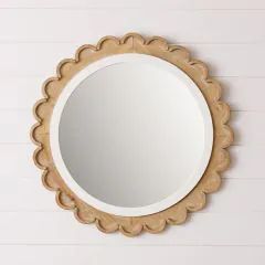 Nursery Mirror, Scalloped Mirror, Circular Mirror, Wood Wall Mirror, Wooden Mirror, Mirrors For Sale, Wood Mirror, Round Wall Mirror, Antique Farmhouse