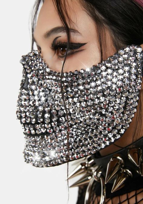 Sequin Skirts, Rhinestone Skull, Led Clothing, Never Trust The Living, Mask Aesthetic, J Valentine, Dust Masks, Dresses Sequin, Half Face Mask