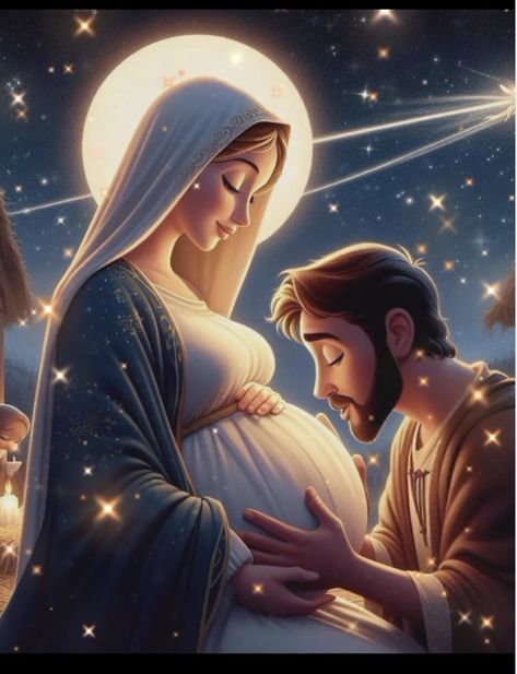 Beautiful Christmas Scenes, Jesus Cartoon, Church Aesthetic, Happy Christmas Eve, Mother Mary Images, Jesus Artwork, Hydrangea Colors, Jesus And Mary Pictures, Romantic Images