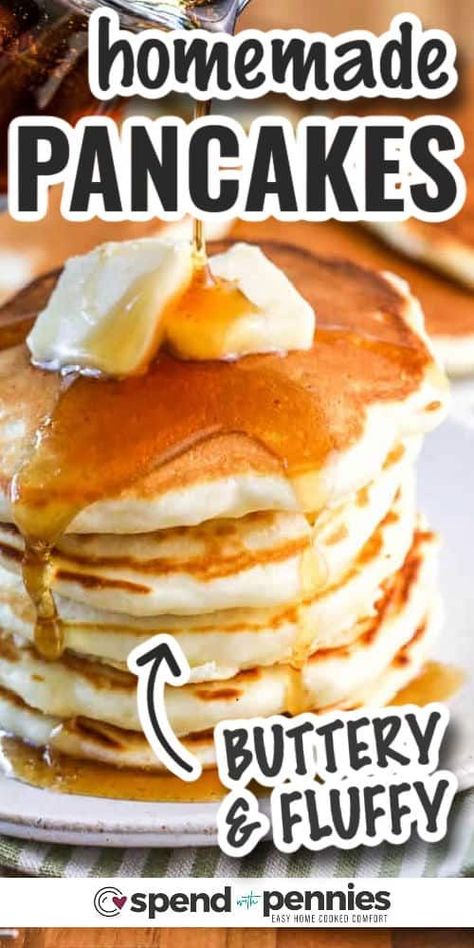 Pre Made Pancake Mix Recipe, Buttery Pancake Recipe, Made From Scratch Pancakes, Cake Flour Pancakes Recipes, Home Made Pancake Batter, Flourless Pancakes With Fluffy Texture, Fluffiest Pancakes Ever, Pan Cakes Recipe Homemade Easy, Sprite Pancakes