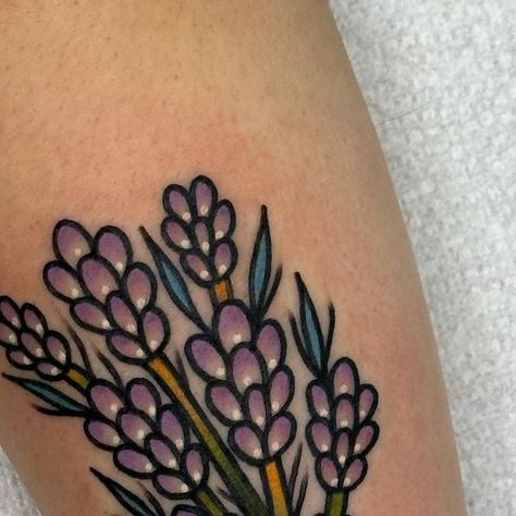 American Traditional Berry Tattoo, Traditional Lavender Tattoo, Detroit Tattoo, Michigan Tattoos, Horse Shoe Tattoo, Lightning Tattoo, Traditional Tattoo Flowers, Lavender Tattoo, Traditional Tattoo Sleeve