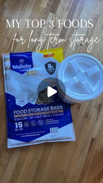 Ruby 🐓 on Instagram: "My top 3 things to store long term are 👇🏻 1. Jasmine rice 2. Pinto beans 3. Wheat berries My long term storage method uses 5 gallon food grade buckets and @wallabygoods 5 gallon Mylar storage bundles. They come with everything you need to get to storing! (Use my code RUBY5 at checkout to save $$$). To start, simply place a 5 gallon mylar bag in your bucket, fill up the bag, toss in an oxygen absorber, heat seal it, label, and screw the gamma lid on! It’s really THAT easy! I use buckets with mylar because old farmhouse life means we occasionally have a mouse visitor. Placing the mylar bags inside buckets ensures my long term stored food is safe and protected for 20-30 years if need be! Why are these 3 my favorite to store? Simple. They’re reasonably priced t Food Grade Buckets, Farmhouse Life, Bags Inside, Mylar Bags, Rv Road Trip, Wheat Berries, My Top 3, Long Term Storage, Store Food