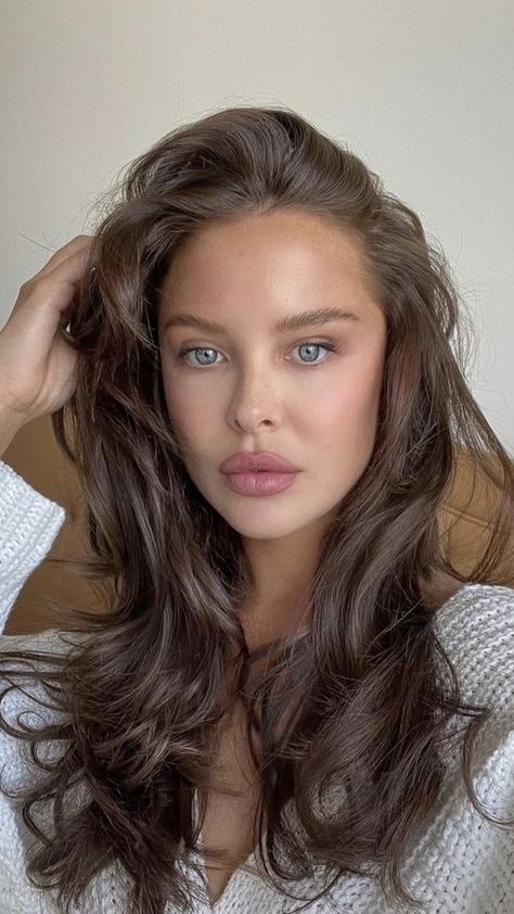 Warm Medium Brown Hair, Old Money Makeup Look, Old Money Makeup, Stephanie Archer, Brown Hair Long, Dark Brunette Hair, Foto Art, Natural Makeup Looks, Stylish Hair