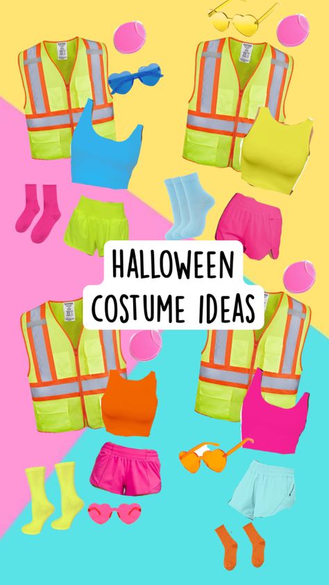 #halloween#preppy#outfitinspo Preppy Costumes For Halloween, Crossing Guard Halloween Costume Preppy, Preppy Football Players Halloween Costume, Preppy Neon Halloween Costume, Halloween Costumes For 3 Preppy, Construction Workers Preppy Halloween, Construction Halloween Costume Preppy, Neon Crossing Guard Costume, Aesthetic Construction Worker Costume