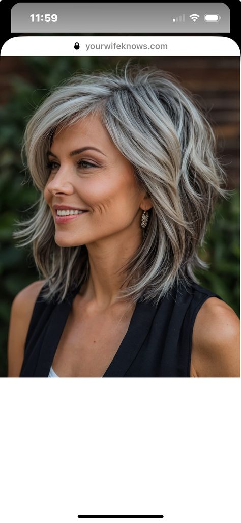 Updated Shag Haircut Over 50, Nikki Hairstyles, Hair Glam, Grey Hair Transformation, Gorgeous Gray Hair, Pixie Bob Haircut, Layered Haircuts For Medium Hair, Hair Streaks, Silver Blonde