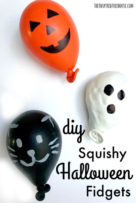 The Inspired Treehouse - These simple and squishy DIY fidgets for Halloween are fun to make and even more fun to squish and squeeze! Beaver Craft, Diy Fidgets, Squishy Diy, Preschool Learning Games, Ghost Craft, Recycling Diy, Squishies Diy, Fun Halloween Party Games, Halloween Themed Activities