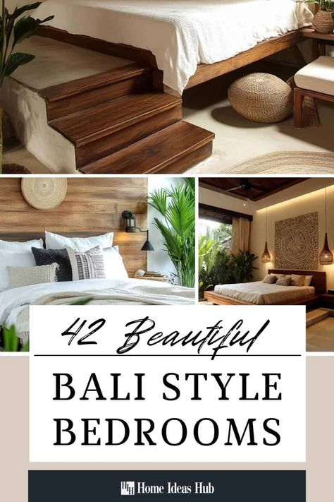 42 Bali Style Bedroom Ideas (Create the Ultimate Tropical Getaway at Home) Balinese Decor Bedroom, Bali Bedroom Decor, Balinese Bedroom Ideas, Bali Bedroom Ideas, Bali Style Bedroom, Tropical Decor Ideas, Bali Room, Zen House Design, Bali Home Decor