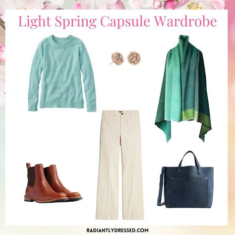 LIGHT SPRING CAPSULE WARDROBE 7 tops in warm, light colors 4 bottoms + 2 dresses perfect for Light Spring 5 completer pieces to style 4 pair of varied neutral shoes 8 bright and fun accessories Want to learn more about Light Spring (or any season)? Comment “EXPLORE” to get the link. #lightspring #lightspringcolors #lightspringpalette #lightspringwardrobe #springwardrobe #springcapsule #springcapsulewardrobe #capsulewardrobe #capsulewardrobeblogger #capsulewardrobechallenge #colorfulclothes... Capsule Wardrobe Light Spring, Light Spring Fall Outfits, Light Spring Capsule, Light Spring Capsule Wardrobe, Completer Pieces, Light Spring Palette, Radiant Woman, Wardrobe Colors, Light Spring Colors