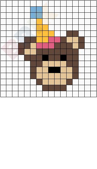 Happy Birthday Pixel Art, Teddy Bear Pixel Art, Pixel Art Birthday, Pixel Art Bear, Birthday Pixel Art, Bear Pixel Art, Pixel Art Facil, Bear Mosaic, Duplicate Stitch