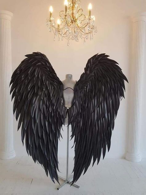 Black Angel Costume, Angel Wings Cosplay, Wings Cosplay, Angel Halloween Costumes, Angel Wings Costume, Cosplay Wings, Black Angel Wings, Photo Zone, Black Angel