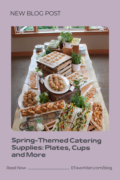 New Blog Alert 🚨 Bringing you all the tips and tricks for Spring catering! After you're inspired, shop everything you need in one place at EFavorMart 🥳 #partysuppplies #partycups #springparty #tablecloths #tablerunners #cateringtips #partytips #partyinspo #eventdecor #partydecor Garden Buffet Table Ideas, Garden Party Buffet Table, Garden Party Catering, Garden Wedding Buffet, Catering Setup Ideas, Wedding Buffet Set Up, Garden Party Set Up, Appetizer Display Ideas Presentation, Garden Party Food Table