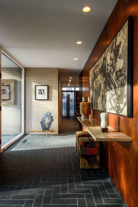 Photo 5 of 15 in They’d Already Renovated an Iconic Midcentury. What’s One More? - Dwell Esherick House, Slate Floor, Louis Kahn, Townhouse Designs, Hallway Design, Slate Flooring, Exclusive Home, Puget Sound, Flooring Options