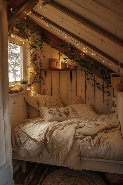 Cottagecore Furniture, Cozy Small Bedrooms, Dream Bedroom Inspiration, Bedroom Layout, Attic Bedrooms, Attic Bedroom, Dream House Rooms, Cozy Room Decor, Dream Room Inspiration