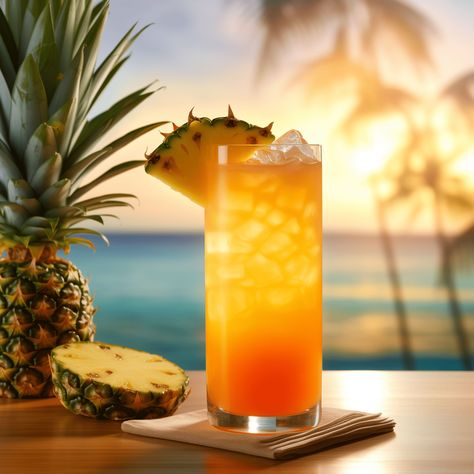 Bikini Bottom Cocktail Recipe - The Bikini Bottom cocktail is a sweet and fruity concoction with a tropical twist. The mango and pineapple rums provide a smooth, sugary base with a hint of Caribbean flair, while the orange and papaya juices add a refreshing zest and a velvety texture to the drink. Coconut Crusted Chicken, Papaya Juice, Mango And Pineapple, Mango Rum, Crusted Chicken Tenders, Tropical Cocktails, Pineapple Cocktail, Pineapple Drinks, Beach Cocktails