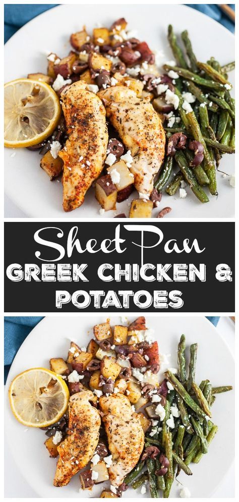 Feta Dinner, Sheet Pan Greek Chicken, Chicken Greek, Greek Chicken And Potatoes, Greek Diet, Greek Potatoes, Chicken And Potatoes, Healthy Weeknight Meals, Pan Dinners