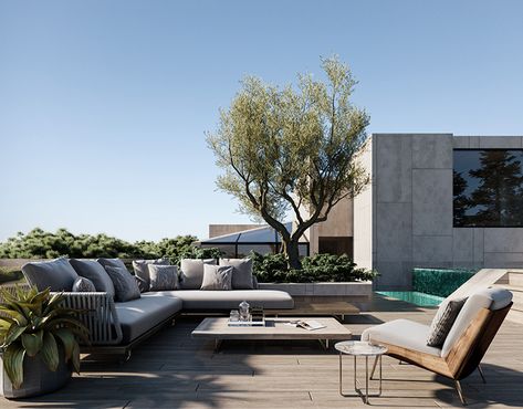 Apartment Design Concept 2020 on Behance Terrace Roof, Roof Terrace Design, Terrasse Design, Succulent Landscape Design, Modern Apartment Design, Rooftop Terrace Design, Rooftop Design, Outdoor Gardens Design, Terrace Design