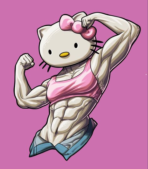 Kitty Mamadisima, Hello Kitty Mamadisima, Hello Kitty Gym, Gym Wallpaper, Gym Art, Hello Kitty Art, Friends Characters, Gym Memes, Gym Design