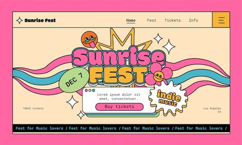 Cool Websites Design, 70s Website Design, Retro Ui Design, Retro Banner Design, Festival Website Design, 90s Websites, Retro Website Design, Graphic Design Themes, Retro Design Graphic