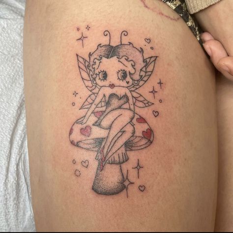 Cute Betty Boop Tattoo, Betty Boop Fairy Tattoo, Betty Boop Butterfly, Gothic Betty Boop Tattoo, Betty Boop Tattoo Stencil, Betty Boop Tattoo Vintage, Betty Boop Tattoo Ideas, Betty Boop Tattoo, Pixie Tattoo