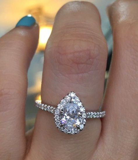 Engagement Rings With Halo, Rings With Halo, Shaped Engagement Rings, Pear Shaped Halo Engagement Ring, Rings Pandora, Pear Shaped Diamond Engagement Rings, Halo Engagement Ring Sets, Pear Shaped Engagement Rings, Wedding Rings Halo