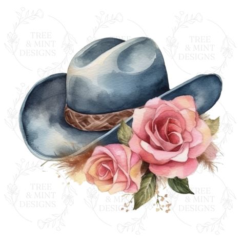 Hat Clipart, Western Tattoos, Dream Catcher Native American, Western Paintings, Boho Cowgirl, Chapeau Cowboy, Western Hat, Floral Hat, Cowgirl Hat