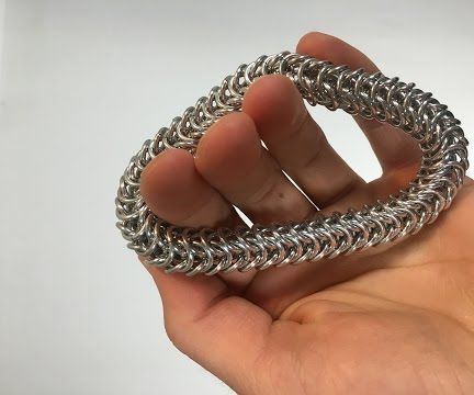 Use a chainmail technique to make a beautiful bracelet. Chain Bracelet Tutorial, Chainmail Diy, Metal Piercing, Chain Bracelet Diy, Chainmaille Tutorial, Chainmail Bracelet, Mens Chain Bracelet, Chainmail Jewelry, Woven Ring