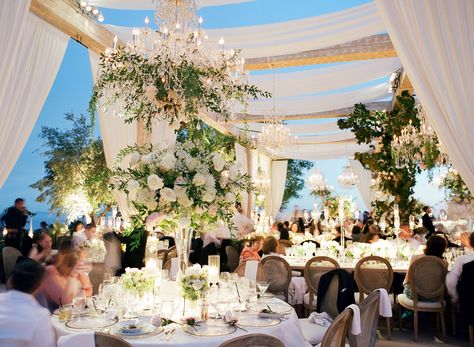 Romantic White Wedding posted by Mindy Weiss Party Consultants - Los Angeles, CA  #wedding Decorate Chandelier, Rosewood Miramar, Mindy Weiss, Romantic Rustic Wedding, Rustic Modern Wedding, Table Setting Inspiration, Outdoor Wedding Reception, Garden Party Wedding, Wedding Inspiration Fall