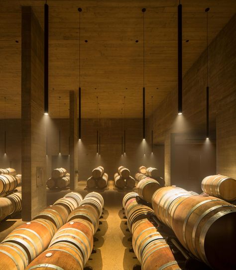 Martin's Lane Winery by Olson Kundig Architects Winery Architecture Design, Wine Cave Design, Winery Interior, Wineries Architecture, Cave Design, Olson Kundig, Winery Tasting Room, Wine Cave, Barrel Room