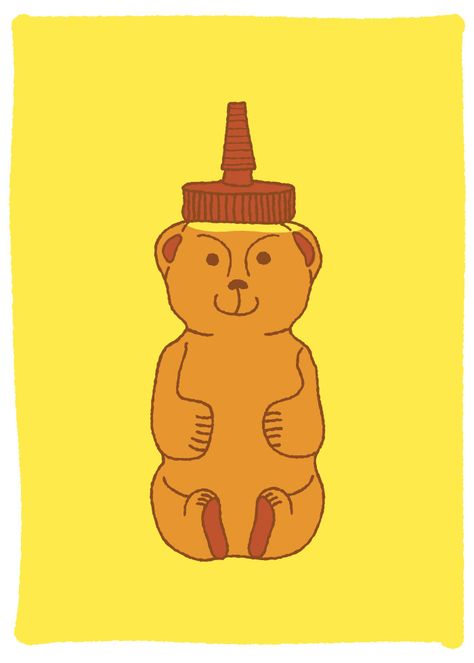 Honey Bear Illustration, Honey Bear Drawing, Honey Bear Tattoo, Honey Bear Bottle, Beaded Ideas, Bottle Drawing, Honey Packaging, Bottle Images, Bear Drawing