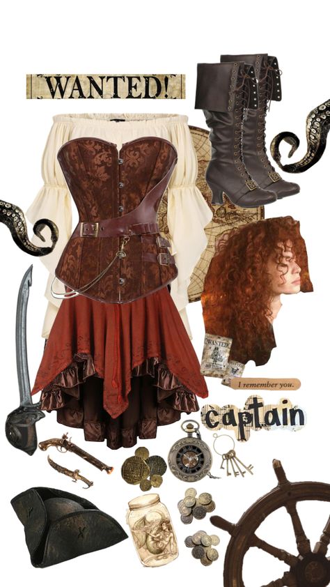 #oc#pirate Colorful Pirate Outfit, Pirate Female Outfits, Girl Pirate Outfit, Pirate Girl Outfit, Pirate Outfit Drawing, Renfaire Pirate, Pirate Dresses, Pirate Aesthetic Outfit, Pirate Aesthetic Female Outfit