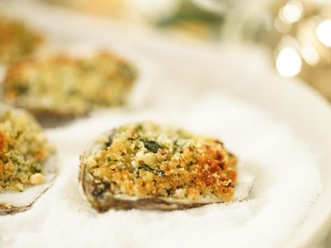 Get Oysters Rockefeller Recipe from Food Network Oysters Rockefeller Recipe, Oyster Rockefeller, Rockefeller Recipe, Katie Lee Biegel, Porcupine Meatballs, Clams Casino, Florence Food, The Kitchen Food Network, Oysters Rockefeller