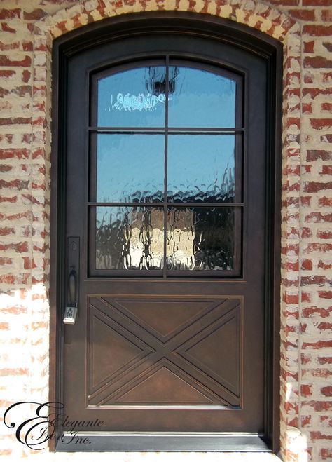 Custom iron door Front Door Wrought Iron, Dutch Front Door, Arched Front Door, Single Entry Doors, Farmhouse Entry, Steel Doors And Windows, Iron Front Door, Circle Drive, Wood Front Doors