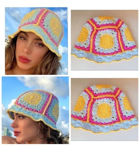 (1) Gorro Piluso Tini Crochet Réplica Exacta | MercadoLibre Pilusos A Crochet, Modern Granny Square, Free Crochet Granny Square, Crochet Luxury, Crochet Summer Hats, Glove Pattern, Crochet Cape, Cap Patterns, Crochet Bucket Hat