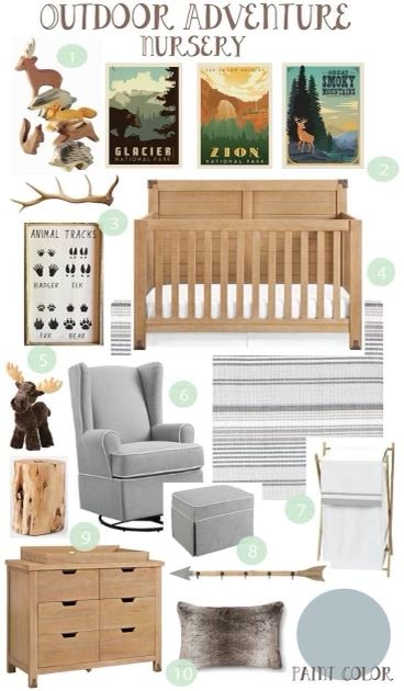 Outdoor Adventure Nursery, National Park Nursery, Nursery Ideas Boy, Boy Nursery Themes, Adventure Nursery, Baby Boy Room Nursery, Forest Nursery, Nursery Inspo, Nursery Baby Room