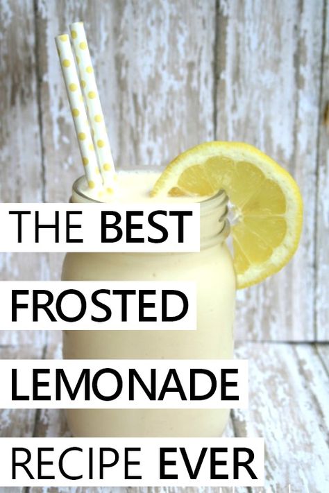 Lemonade Slushie Recipe, Frosted Lemonade Recipe, Good Lemonade Recipe, Xmas Drinks, Lemonade Smoothie, Frozen Drink Recipes, Frosted Lemonade, Homemade Lemonade Recipes, Best Lemonade