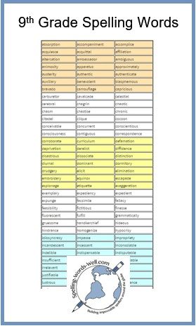 This printable list of 200 9th grade spelling words includes a lot of tricky words that your upper grade students need to learn. This list of ninth grade spelling words is especially helpful for any student who wants to compete in a spelling bee! Difficult Words To Spell, Adult Spelling Bee Words, 9th Grade Reading List, High School Spelling Words, 8th Grade Spelling Words, 7th Grade Spelling Words, 6th Grade Spelling Words, Spelling Bee Word List, Spelling Bee Words